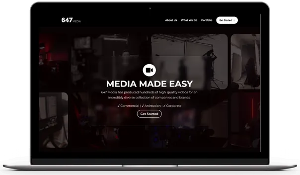 647 media landing page design